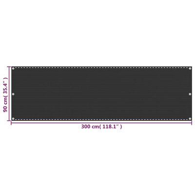 vidaXL altanafskærmning 90x300 cm HDPE antracitgrå