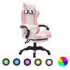 vidaXL gamingstol med LED-lys RGB-farver kunstl&aelig;der pink og hvid