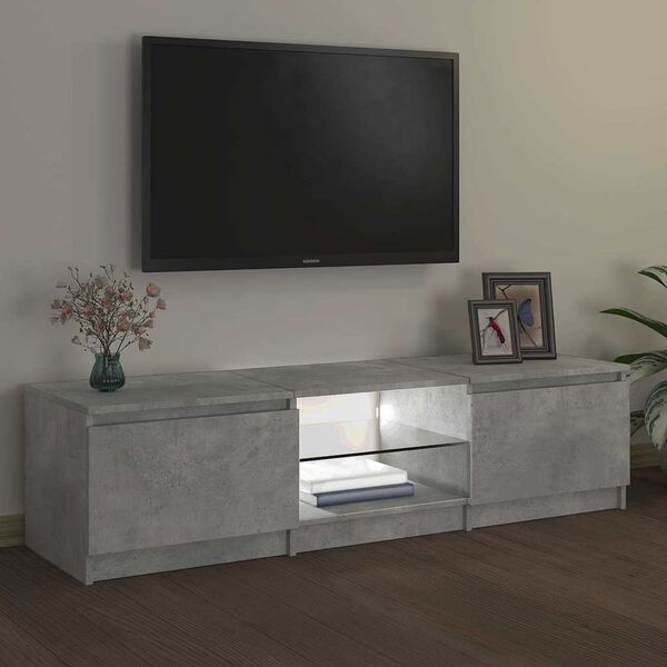 vidaXL tv-bord med LED-lys 140x40x36 cm betongr&aring;