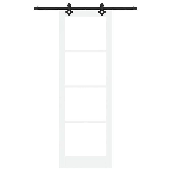 vidaXL Skyded&oslash;r Hvid 78 x 232 cm Massivt fyrretr&aelig; og glas