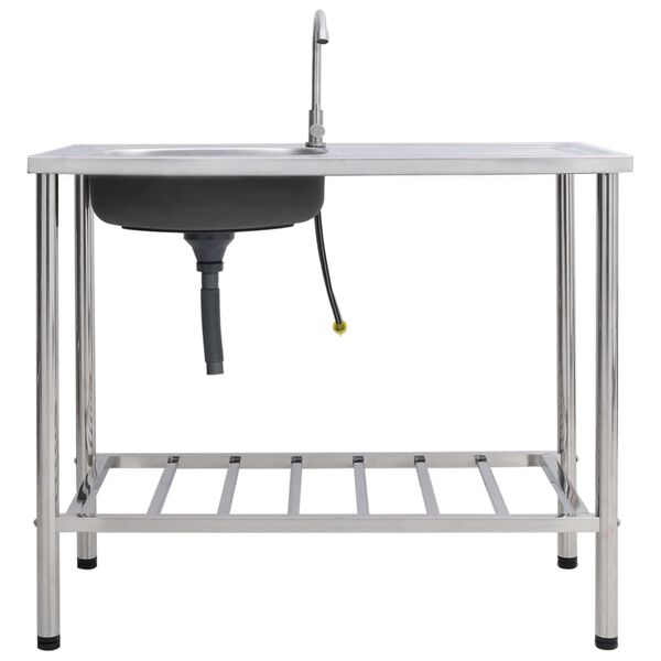 vidaXL campingvask med hane enkelt vask rustfrit st&aring;l
