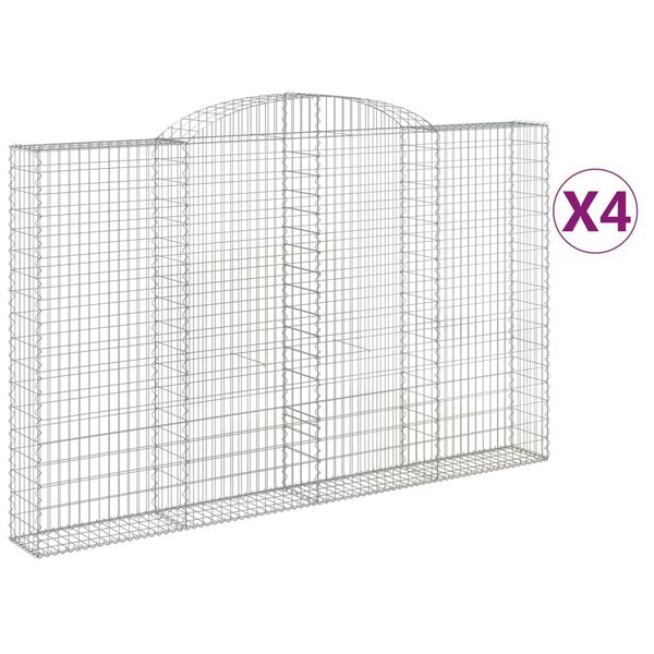 vidaXL buede gabionkurve 4 stk. 300x30x180/200 cm galvaniseret jern