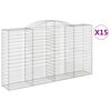 vidaXL buede gabionkurve 15 stk. 300x50x160/180 cm galvaniseret jern