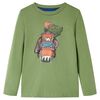 Lang&aelig;rmet T-shirt til b&oslash;rn str. 116 lys kakifarve
