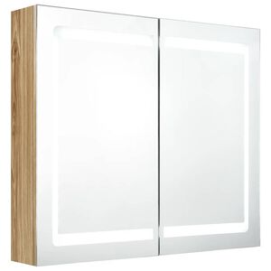 vidaXL badev&aelig;relsesskab med spejl + LED-lys 80x12x68 cm egetr&aelig;sfarvet