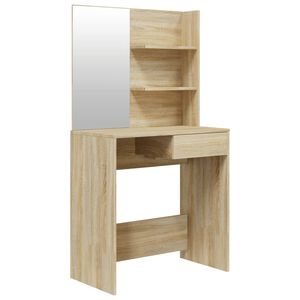 vidaXL makeupbord med spejl 74,5x40x141 cm sonoma-eg