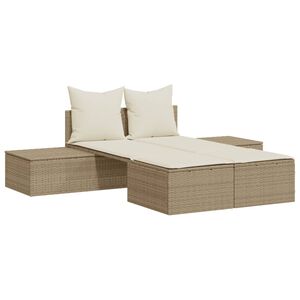 vidaXL solseng med hynder polyrattan beige