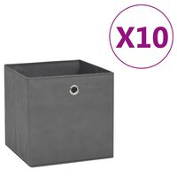 vidaXL opbevaringskasser 10 stk. ikke-vævet stof 28x28x28 cm grå
