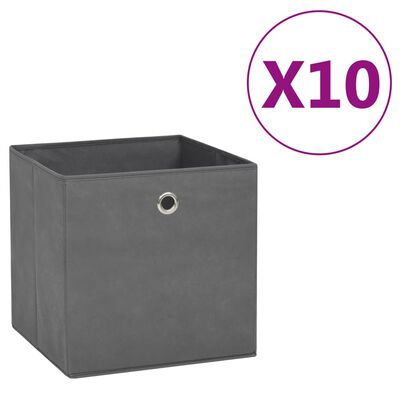 vidaXL opbevaringskasser 10 stk. ikke-vævet stof 28x28x28 cm grå