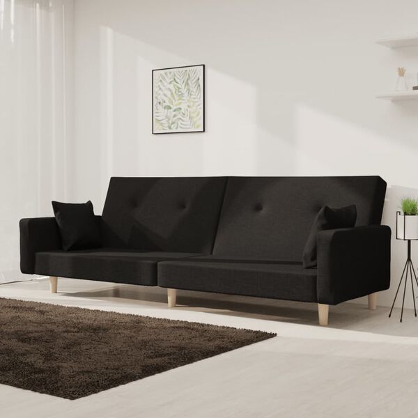 vidaXL 2-personers sovesofa med 2 puder stof sort