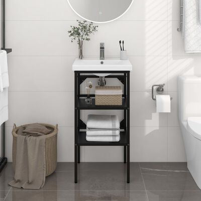 vidaXL badeværelsesmøbel til håndvask 40x38x83 cm jern sort
