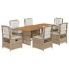 vidaXL spisebordss&aelig;t til haven 7 dele med hynder polyrattan beige
