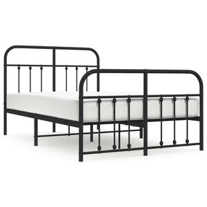 vidaXL sengeramme med sengegavl og fodg&aelig;rde 120x190 cm metal sort