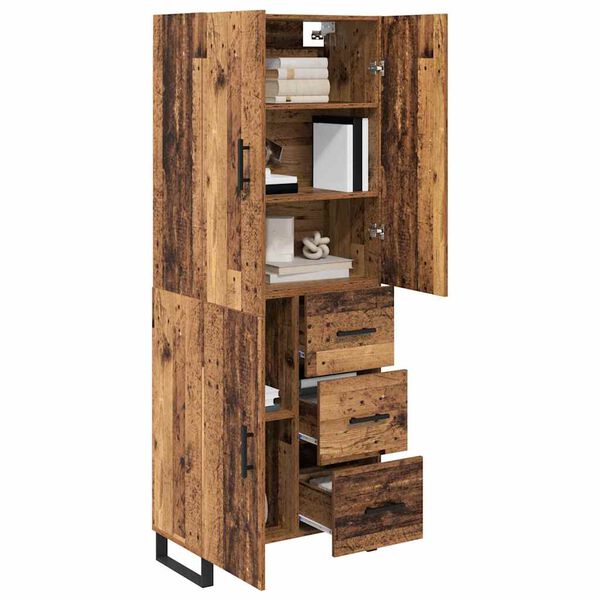 vidaXL Highboard med skuffe 2 pcs Gammelt tr&aelig; 69,5 x 34 x 180 cm