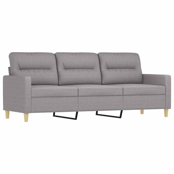 vidaXL 3-personers sofa med pude og hynder 180 cm stof lysegr&aring;