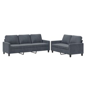 vidaXL sofas&aelig;t 2 dele med hynder velour m&oslash;rkegr&aring;