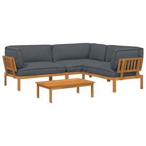 vidaXL Sofa S&aelig;t 4 stk. Antracit Massivt Akacietr&aelig;