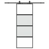 vidaXL skydedør med hardwaresæt 76x205 cm hærdet glas sort