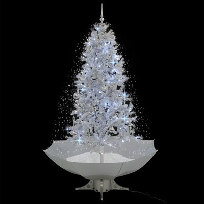 vidaXL juletræ med snefald paraplyfod 190 cm hvid