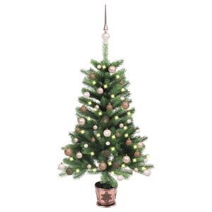 vidaXL kunstigt juletr&aelig; med lys og kugles&aelig;t 65 cm gr&oslash;n