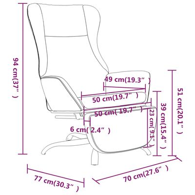vidaXL lænestol med fodstøtte kunstlæder skinnende brun