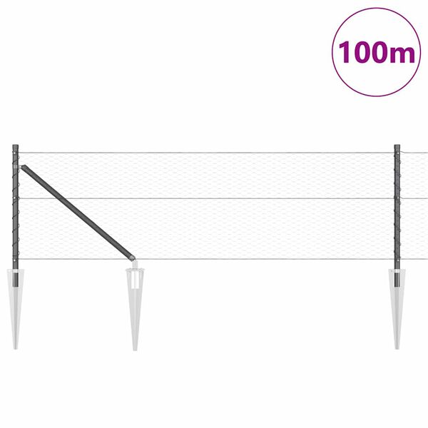 vidaXL Hegnsp&aelig;l Gr&aring; 100 x 0,6 m (25 mm net) St&aring;l og PVC