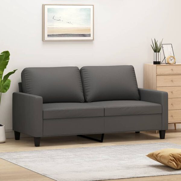 vidaXL 2-personers sofa 140 cm kunstl&aelig;der gr&aring;