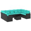 vidaXL sofas&aelig;t til haven 10 dele med hynder polyrattan sort