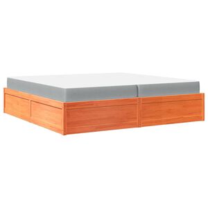vidaXL seng med madras 200x200 cm massivt fyr gyldenbrun