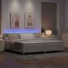 vidaXL LED Box Spring Bed med hovedg&aelig;rde Gr&aring;brun 200 x 200 cm Stof