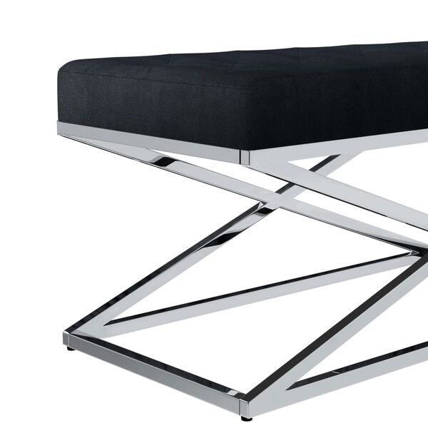 vidaXL b&aelig;nk 97 cm fl&oslash;jl stof rustfrit st&aring;l sort