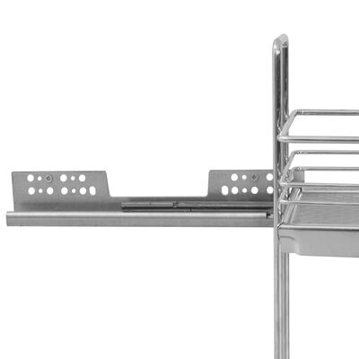 vidaXL udtrækkelig trådnetskurv til køkken 2 niveauer 47x15x54,5 cm sølv