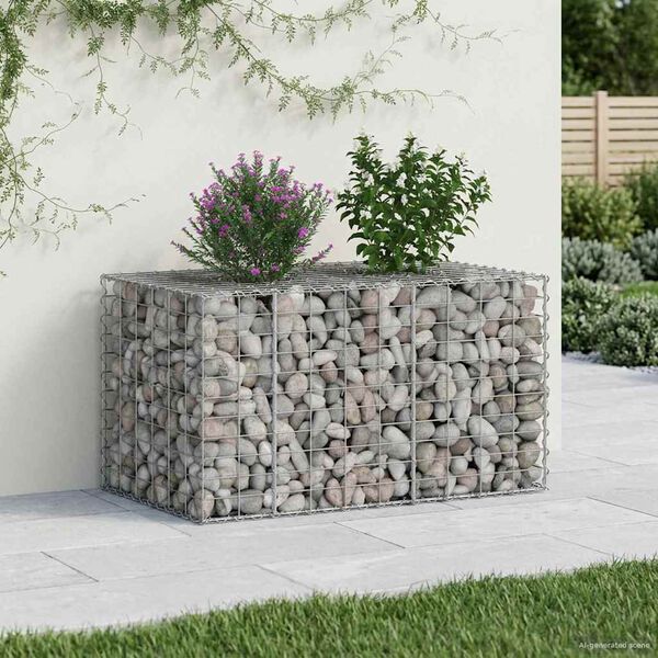 vidaXL Gabion h&oslash;jbed S&oslash;lv 100 x 60 x 55 cm Galvaniseret st&aring;l