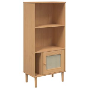 vidaXL bogreol SENJA rattanlook 60x35x130 cm massivt fyrretr&aelig; brun