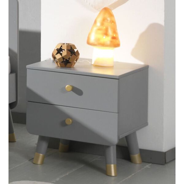 Vipack natbord Billy 2 skuffer tr&aelig; gr&aring;