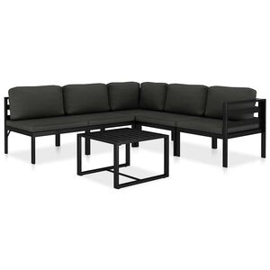 vidaXL lounges&aelig;t med hynder 6 dele aluminium antracitgr&aring;