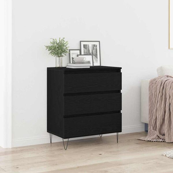 vidaXL Sideboard med skuffe Sort eg 60 x 35 x 70 cm Konstrueret tr&aelig;