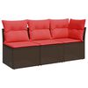 vidaXL havesofa med hynder 3-personers brun polyrattan