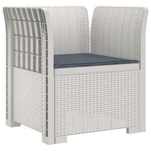 vidaXL 1-personers L&aelig;nestol med Pude Rattan Look PP Hvid