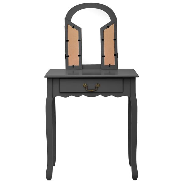 vidaXL kosmetikbord med taburet 65x36x128 cm kejsertr&aelig; MDF gr&aring;