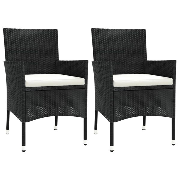 vidaXL havestole med hynder 2 stk. sort polyrattan (kun UK/IE/FI/NO)