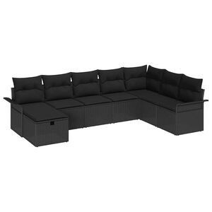 vidaXL Havesofa S&aelig;t med pude med opbevaring 8 pcs Sort Poly rattan