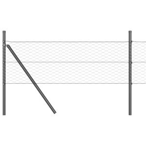 vidaXL Hexagonal hegnsgrundfiks 10 x 0,8 m PVC-belagt st&aring;l Gr&aring; Mesh