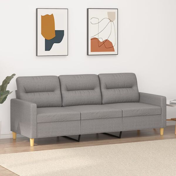 vidaXL 3-personers sofa 180 cm stof lysegr&aring;