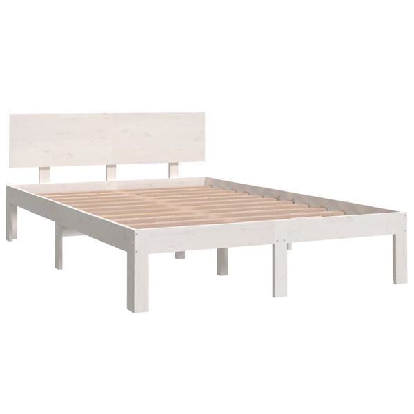 vidaXL sengeramme 120x190 cm Small Double massivt træ hvid