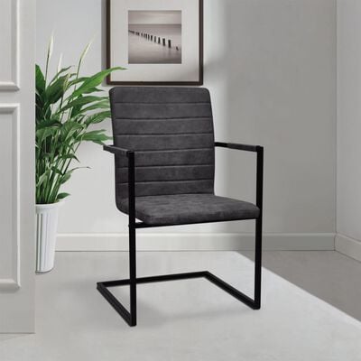 vidaXL spisebordsstole med cantilever 4 stk. kunstlæder grå