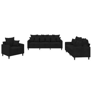 vidaXL sofas&aelig;t 3 dele med hynder velour sort