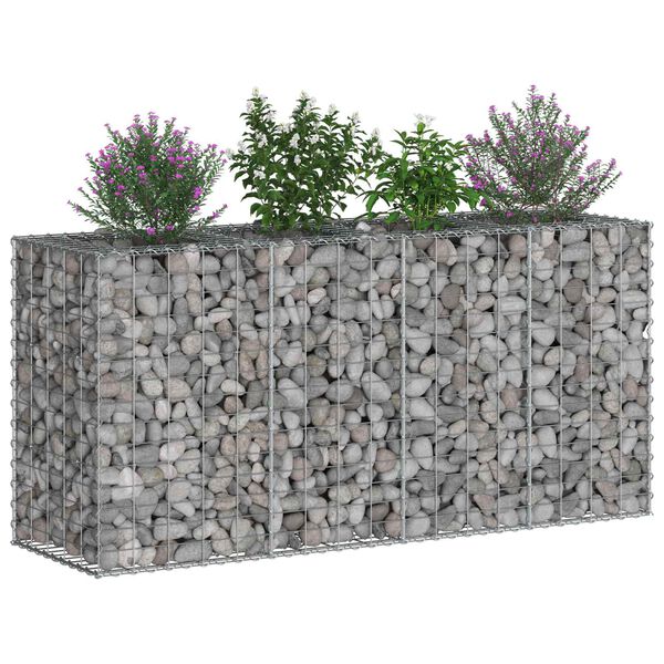 vidaXL Gabion h&oslash;jbed S&oslash;lv 170 x 50 x 80 cm Galvaniseret st&aring;l