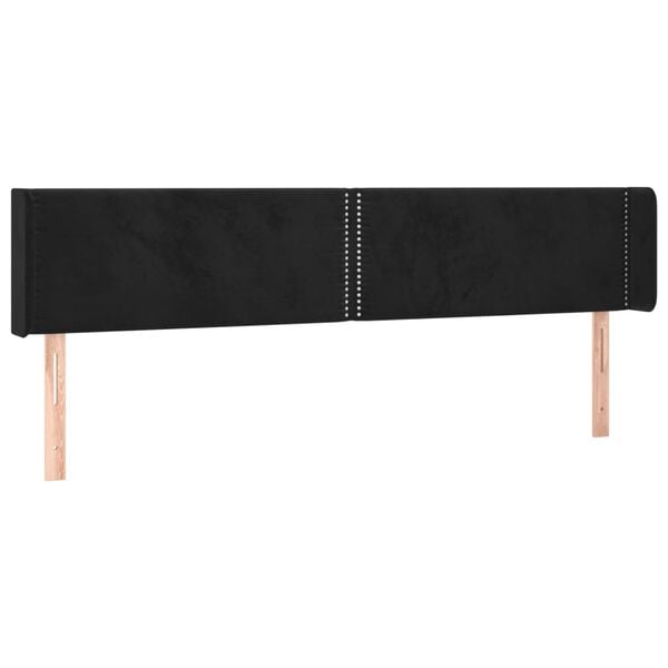 vidaXL sengegavl med LED-lys 183x16x78/88 cm fl&oslash;jl sort