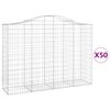 vidaXL buede gabionkurve 50 stk. 200x50x140/160 cm galvaniseret jern